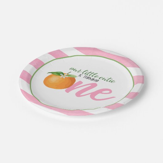 私たちの小さなかわいこちゃんが1つのプレートを変えようとしている- Pkストライプ ペーパープレート (アングル)