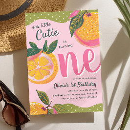 私たちの小さなかわいこちゃんのオレンお洒落ジの最初の誕生日 招待状