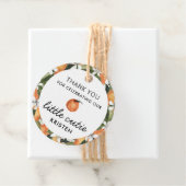 私たちの小さなかわいこちゃんオレンジの赤ちゃんシャワーメッセージカード フェイバータグ (インサイチュ)