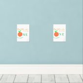 私たちの小さなかわいこちゃんオレンジの1つの誕生日柑橘類の果物 (ウッドフロア)