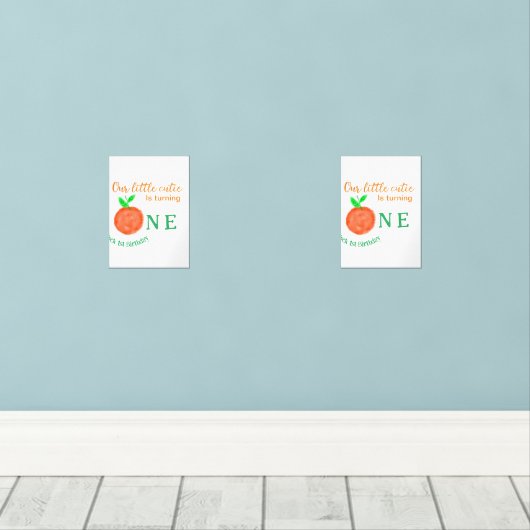 私たちの小さなかわいこちゃんオレンジの1つの誕生日柑橘類の果物 (ウッドフロア)