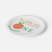 私たちの小さなかわいこちゃんオレンジの1つの誕生日柑橘類の果物 ペーパープレート (アングル)