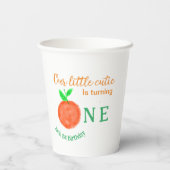 私たちの小さなかわいこちゃんオレンジの1つの誕生日柑橘類の果物 紙コップ (裏面)