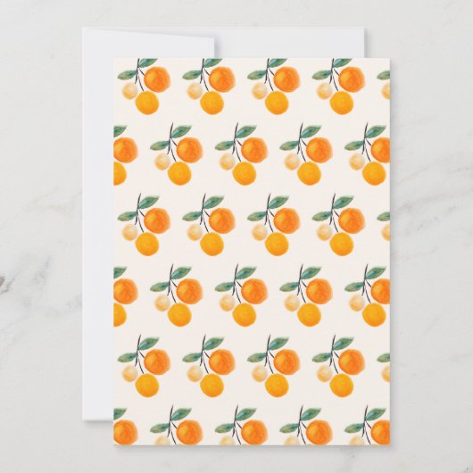 私たちの小さなかわいこちゃんオレンジをテーマにした第1の誕生日 招待状 (裏面)