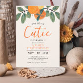 私たちの小さなかわいこちゃんオレンジをテーマにした第1の誕生日 招待状