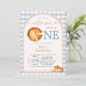 私たちの小さなかわいこちゃんパイブルーギンガムファースト誕生日 招待状 (スタンド正面)