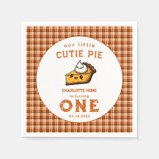 私たちの小さなかわいこちゃんパイ日1st誕生日 スタンダードカクテルナプキン (正面)