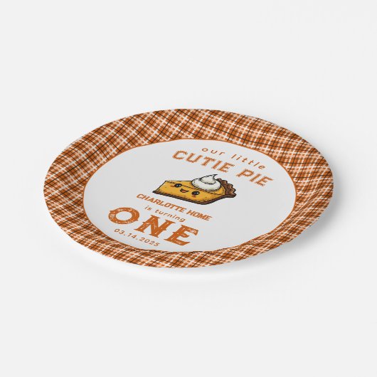 私たちの小さなかわいこちゃんパイ日1st誕生日 ペーパープレート (アングル)