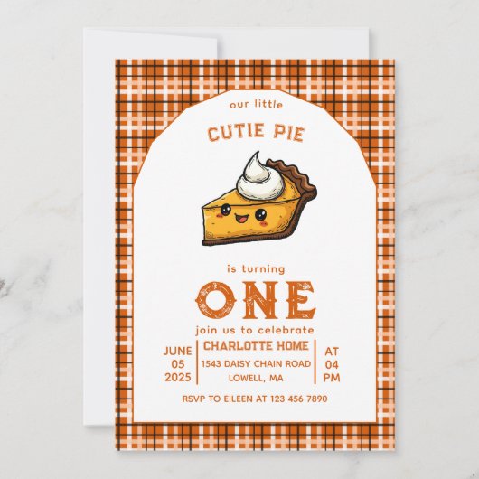 私たちの小さなかわいこちゃんパイ日1st誕生日 招待状 (正面)