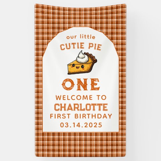 私たちの小さなかわいこちゃんパイ日1st誕生日 横断幕 (縦)