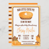 私たちの小さなかわいこちゃんパイ、秋カボチャのパイ赤ちゃんシャワー 招待状 (正面/裏面)
