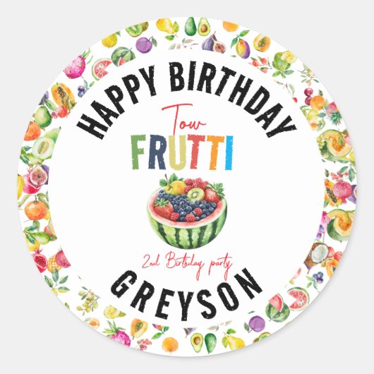 私たちの小さなかわいこちゃんフリット2nd誕生日パーティー ラウンドシール (正面)