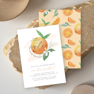 私たちの小さなかわいこちゃん水の色オレンジ色ベビーシャワー 招待状