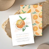 私たちの小さなかわいこちゃん水の色オレンジ色ベビーシャワー 招待状