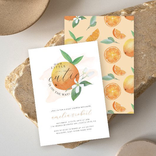 私たちの小さなかわいこちゃん水の色オレンジ色ベビーシャワー 招待状