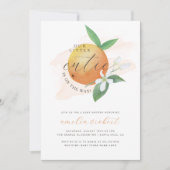 私たちの小さなかわいこちゃん水の色オレンジ色ベビーシャワー 招待状 (正面)