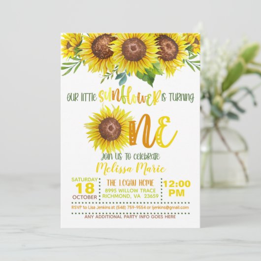 私たちの小さなひまわりちゃんが1歳になる お誘い 招待状 (スタンド正面)