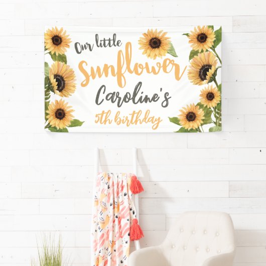 私たちの小さなひまわりパーソナライズされたハッピーバースデー 横断幕 (インサイチュ)