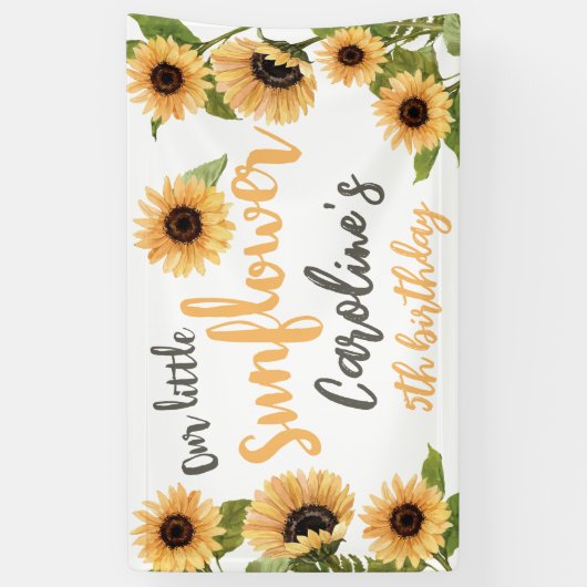 私たちの小さなひまわりパーソナライズされたハッピーバースデー 横断幕 (縦)