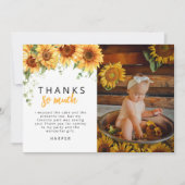 私たちの小さなひまわりフォト誕生日サンキューカード 招待状 (正面)