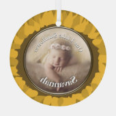 私たちの小さなひまわりベビー写真オーナメント ガラスオーナメント (裏面)