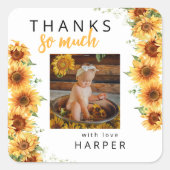 私たちの小さなひまわり写真誕生日ありがとう スクエアシール (正面)