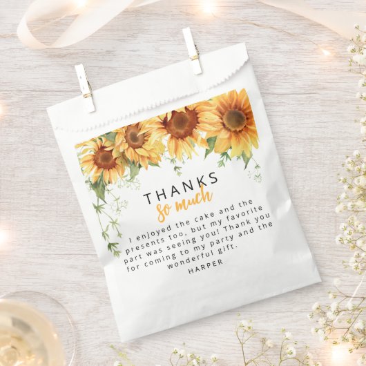 私たちの小さなひまわり写真誕生日ありがとう フェイバーバッグ (クリップ留めされた状態)