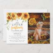 私たちの小さなひまわり写真誕生日パーティー 招待状 (正面)