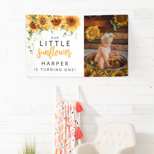私たちの小さなひまわり写真誕生日パーティー 横断幕 (インサイチュ)