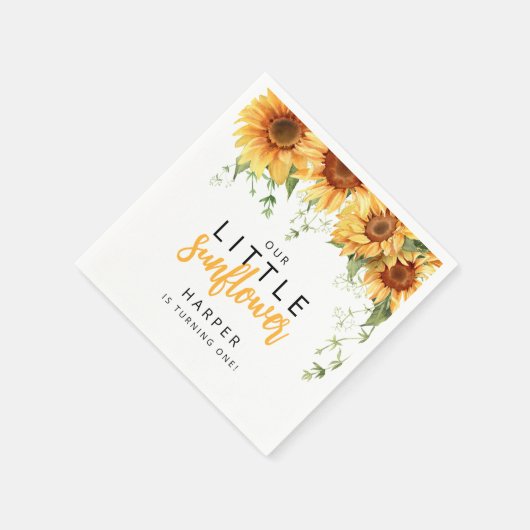 私たちの小さなひまわり誕生日パーティー スタンダードカクテルナプキン (角)