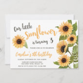 私たちの小さなひまわり、水の色任意の年齢誕生日 招待状 (正面)