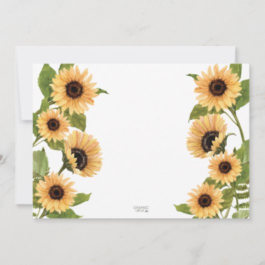 私たちの小さなひまわり、水の色任意の年齢誕生日 招待状 (裏面)