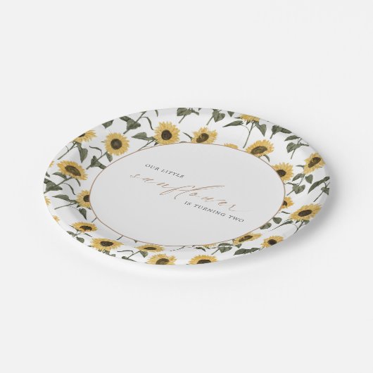 私たちの小さなひまわり – 秋素朴の誕生日 | ペーパープレート (アングル)