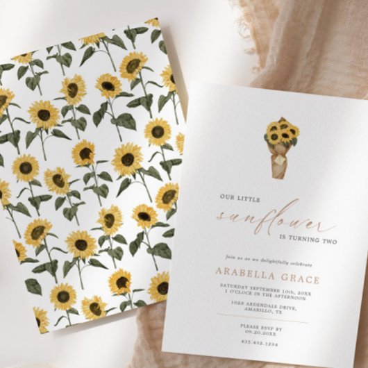 私たちの小さなひまわり – 秋素朴の誕生日 | 招待状