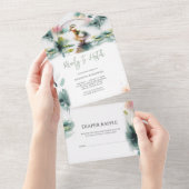 私たちの小さなアヒルの水の色の赤ちゃんシャワー オールインワン招待状 (貼ってはがせる)