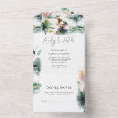 私たちの小さなアヒルの水の色の赤ちゃんシャワー オールインワン招待状 (内側)