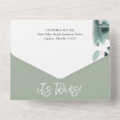 私たちの小さなアヒルの水の色の赤ちゃんシャワー オールインワン招待状 (裏面)