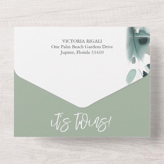 私たちの小さなアヒルの水の色の赤ちゃんシャワー オールインワン招待状 (裏面)