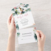 私たちの小さなアヒルの水の色の赤ちゃんシャワー オールインワン招待状 (貼ってはがせる)