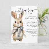 私たちの小さなウサギがやってくる！男の子のベビーシャワー 招待状 (スタンド正面)
