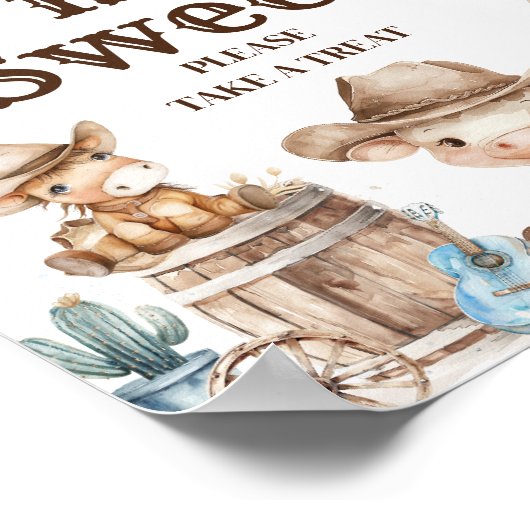 私たちの小さなカウボーイサボテン赤ちゃんシャワー愛は甘い ポスター (角)