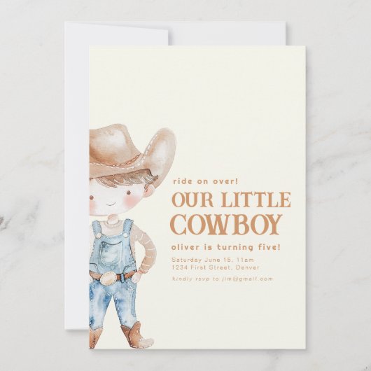私たちの小さなカウボーイバースデーパーティー招待状 招待状 (正面)