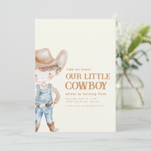 私たちの小さなカウボーイバースデーパーティー招待状 招待状 (スタンド正面)