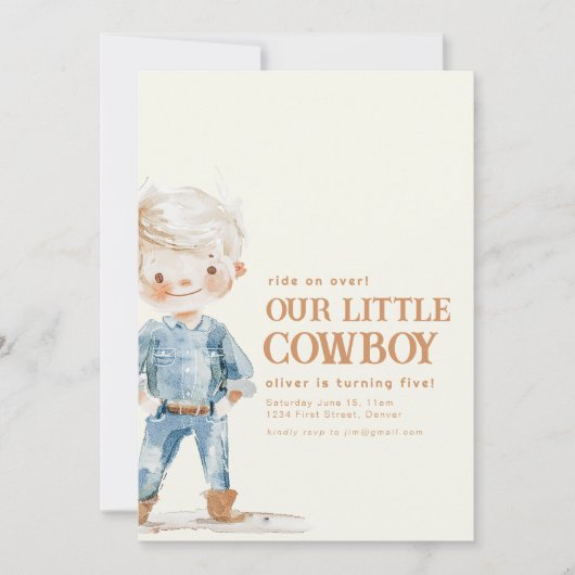 私たちの小さなカウボーイバースデーパーティー招待状 招待状 (正面)