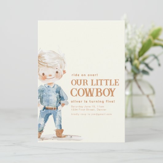 私たちの小さなカウボーイバースデーパーティー招待状 招待状 (スタンド正面)