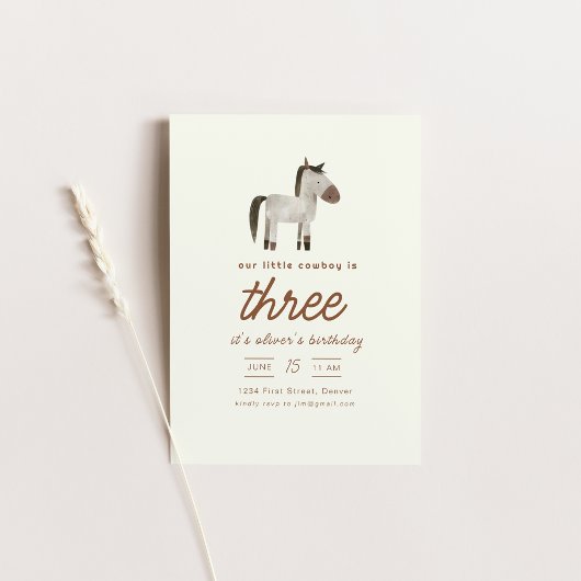 私たちの小さなカウボーイホースバースデーパーティー招待状 招待状