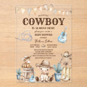 私たちの小さなカウボーイワイルドウェスト1st誕生日サボテン アクリル招待状 (正面)
