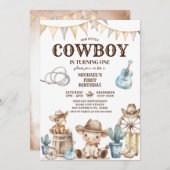 私たちの小さなカウボーイワイルドウェスト1st誕生日 招待状 (正面/裏面)