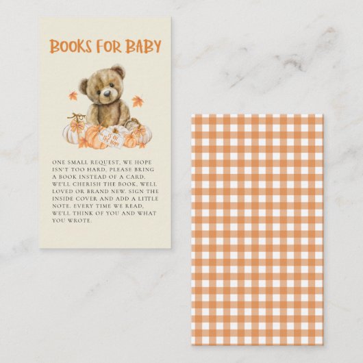 私たちの小さなカボチャかわいいテディベア赤ちゃんシャワー エンクロージャーカード (正面/裏面)