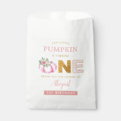 私たちの小さなカボチャのピンクのフローラ女の子1st誕生日 フェイバーバッグ (正面)